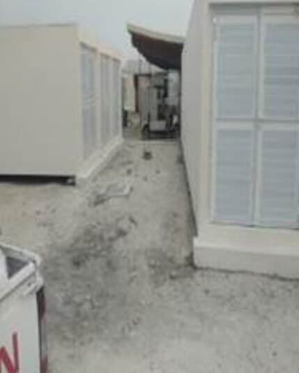 Precast modular building exterior with louvred panels