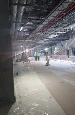 MEP services installed overhead in a large interior